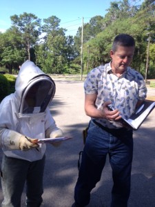 Apiary Inspector, Gary Van Cleef, was there to register new beekeepers.